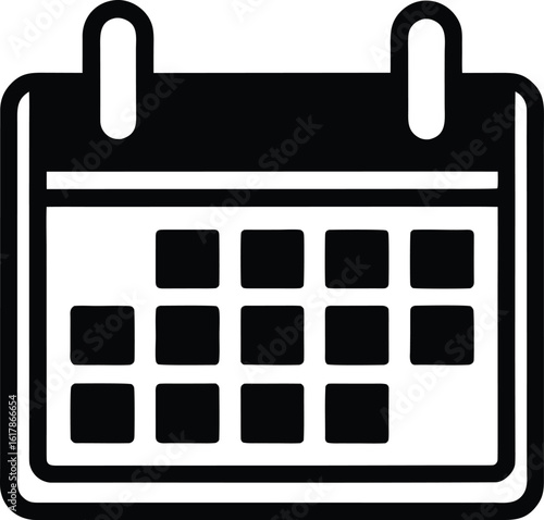 Black and white simple icon of a calendar with rounded corners date schedule 1