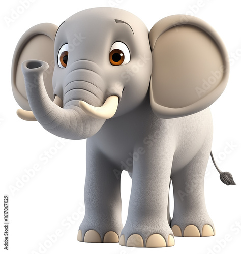 Elephant 3d rendering icon illustration PNG. cartoon minimal style elephant on transparent isolated background.
