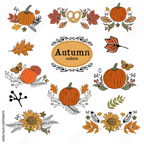 Colorful autumn banners collection in vector