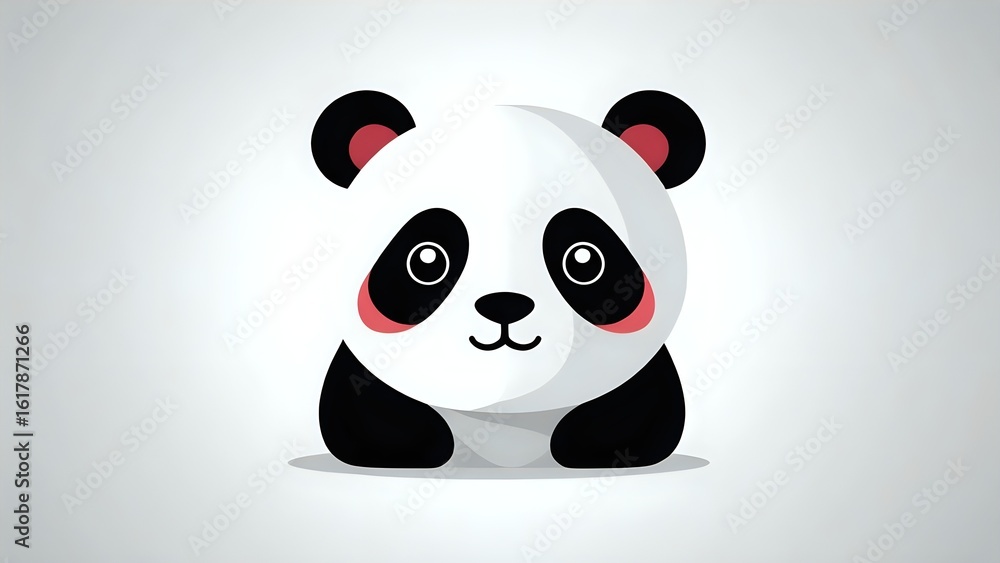 Fototapeta premium Adorable cartoon panda bear illustration, perfect for children's books, websites, or app designs. Features a cute, simplified design.