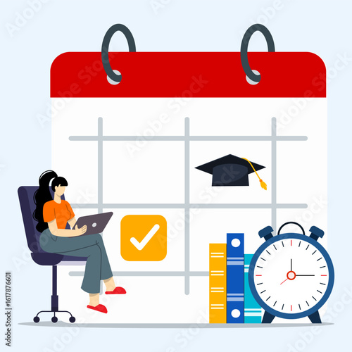 Student scheduling courses plan. Concept of learning program.