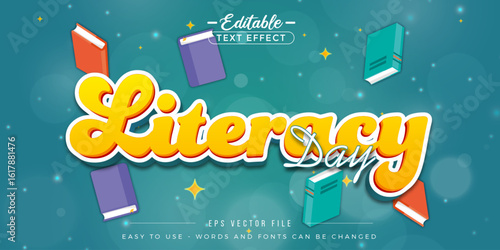 International Literacy Day, editable text effect.