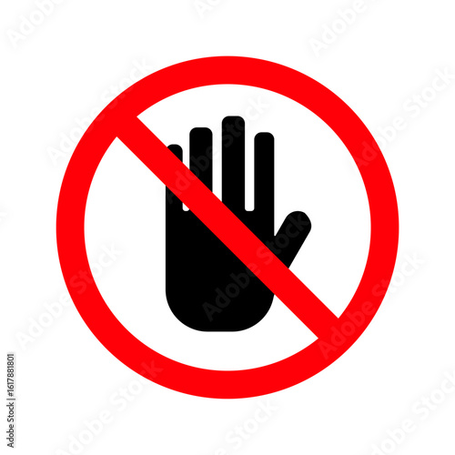 Prohibition Icon Do Not Touch Safety Notice in Red Circle Vector