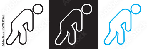 Mental fatigue icon. Vector for showing burnout, exhaustion, energy depletion and chronic tiredness. Tired person icon. Vector illustration. isolated on white and black background. EPS 10