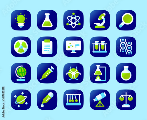Science, Physics, and Chemistry Gradient Icon for Website and Application Design.