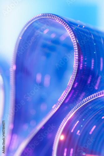 Abstract 3D data stream with quantum circuit technology theme