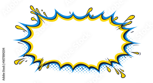 Comic Book Style Speech Bubble with Blue and Yellow Outline