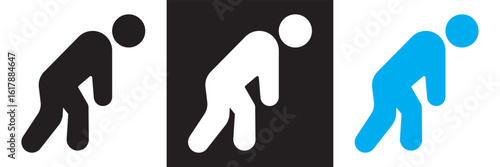 Mental fatigue icon. Vector for showing burnout, exhaustion, energy depletion and chronic tiredness. Tired person icon. Vector illustration. isolated on white and black background. EPS 10