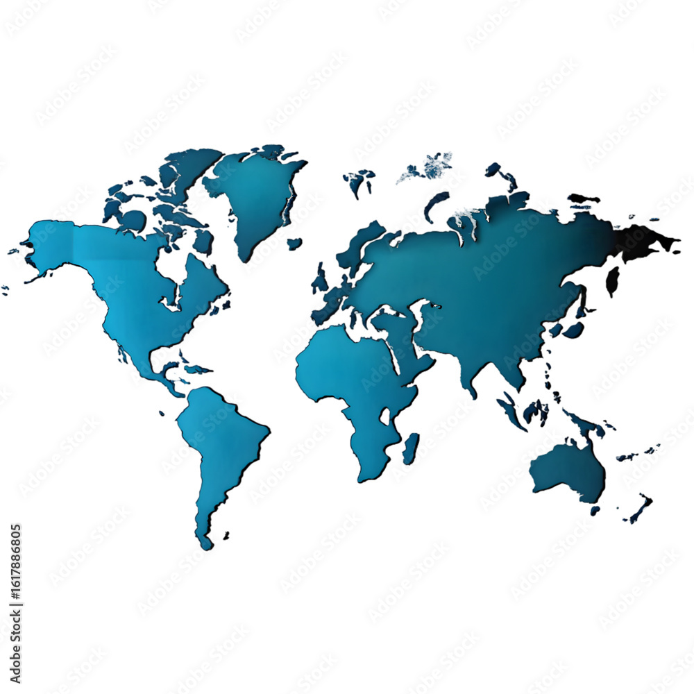 Fototapeta premium World map isolated on transparent background PNG