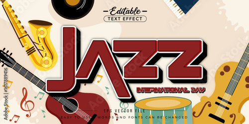 Jazz music party poster, editable text effects.