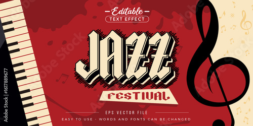 Retro jazz festival, editable text effect.