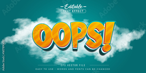 Cartoon style oops text, editable text effect.