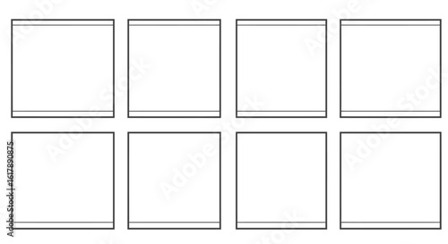 Comic Strip Template with Eight Panels and Borders