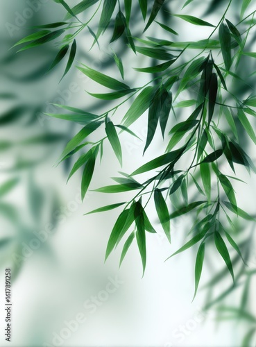 Delicate bamboo leaves in soft light (2)