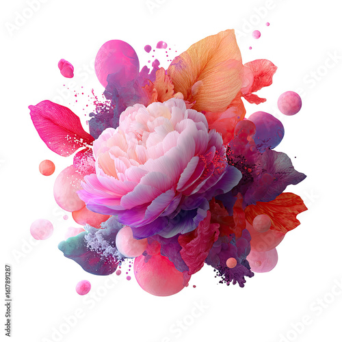 Abstract floral bouquet in vibrant colors