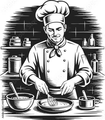 Chef masterclass in culinary expertise and creativity, skillful preparation of gourmet dishes, blending techniques and flavors