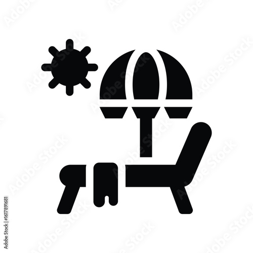 sun bed glyph icon illustration vector graphic.eps