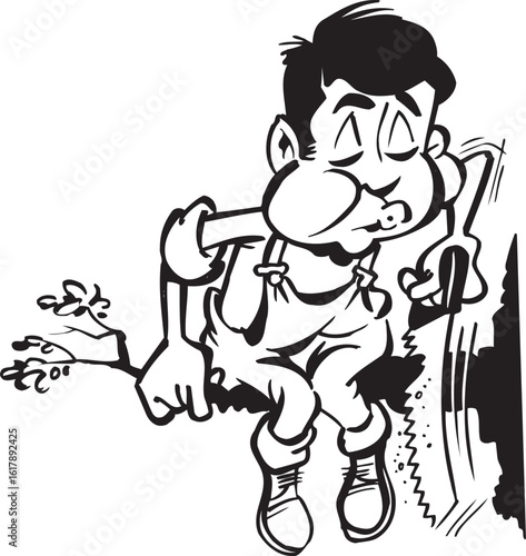 sketch vector illustration silhouette image design caricature icon logo symbol doing stupidity by not thinking about what has been done