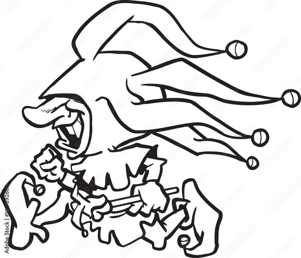 Fototapeta premium sketch vector illustration silhouette image design caricature icon logo symbol dwarf running