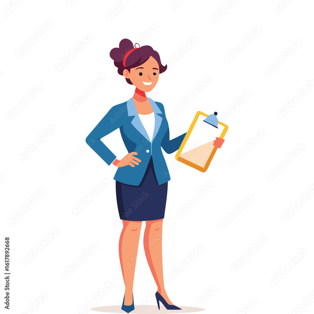 Confident Woman Boss Holding Checklist Clipboard – Empowered Female Leader Planning Tasks, Business Management, Organization, Project Planning, Corporate Woman Illustration for Office and Workplace. Confident Woman Boss Holding Checklist Clipboard – Empowered Female Leader Planning Tasks, Business Management, Organization, Project Planning, Corporate Woman Illustration for Office and Workplace.