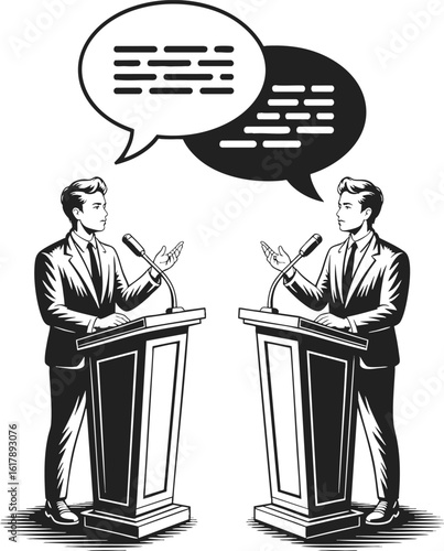 Debate session, discussion engagement, discourse analysis, persuasive communication between two speakers
