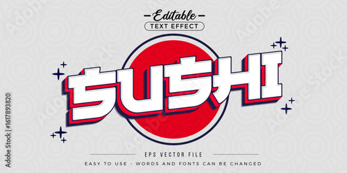 Sushi text style, editable text effect.