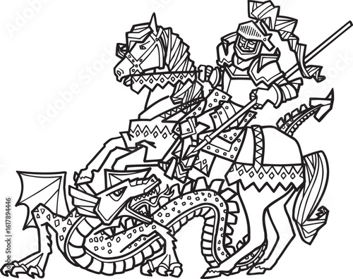 sketch vector illustration silhouette image design caricature icon logo symbol knight troop on horseback in armor fighting