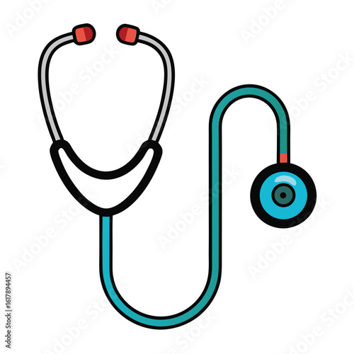Medical Stethoscope with Teal Tubing a Symbol of Healthcare Professionalism and Examination Instrument for Diagnosis and Treatment
