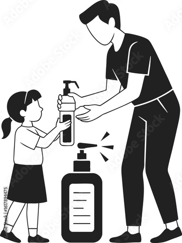 Hand sanitizing at school, promoting hygiene, protecting health, instilling good habits