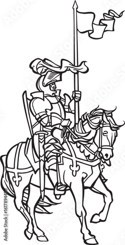 sketch vector illustration silhouette image design caricature icon logo symbol knight troop on horseback in armor fighting 