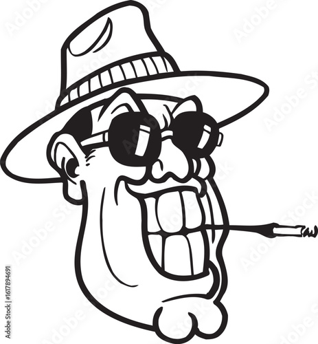 sketch vector illustration silhouette image design caricature icon logo symbol mafia boss criminal gangster 