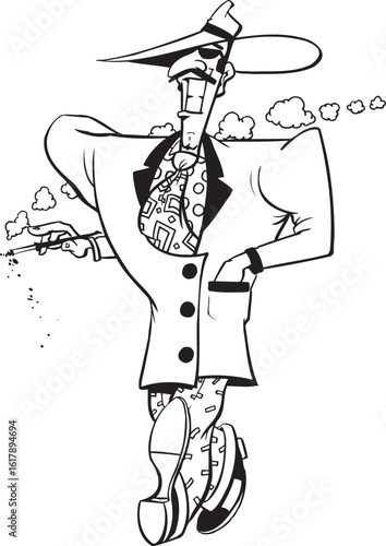 sketch vector illustration silhouette image design caricature icon logo symbol mafia boss criminal gangster