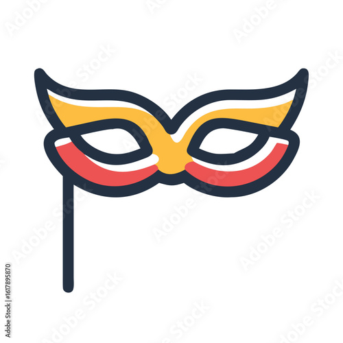 Colorful carnival mask with decorative elements on a stick  