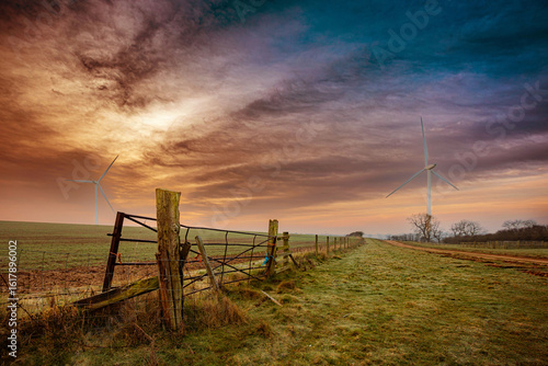 Sunrise in a field in the north east of England.