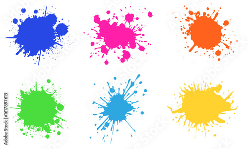 Colorful Paint Splatter Vector Set – Ink Blot Stain Clipart for Design Vector set	