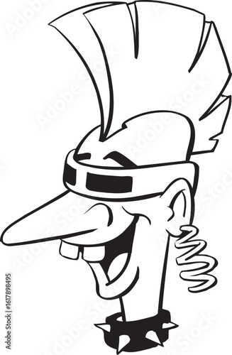 Vector sketch illustration silhouette image design caricature icon logo symbol punk kid with pop rock style