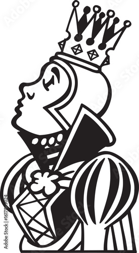 Vector sketch illustration silhouette image design caricature icon logo symbol of a royal princess in a royal dress as a symbol of beauty 