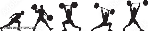 Weightlifters performing strength training exercises weightlifting fitness