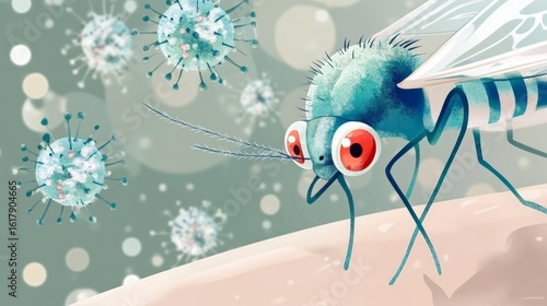Mosquito carrying viruses and its potential transmission of diseases