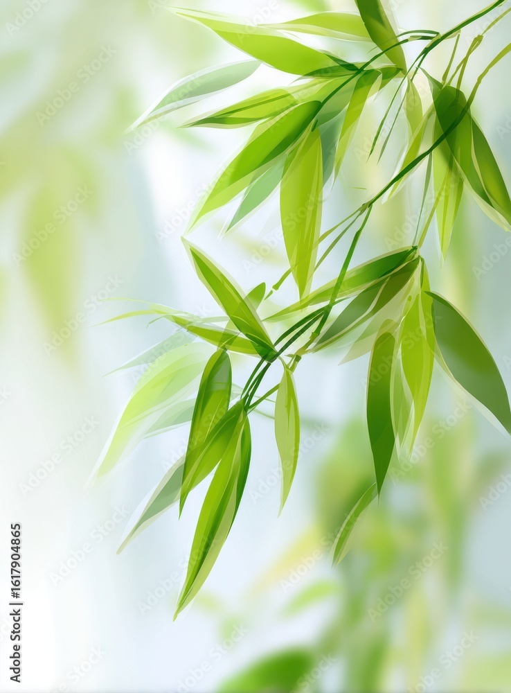 Fototapeta premium Close-up of vibrant green bamboo leaves