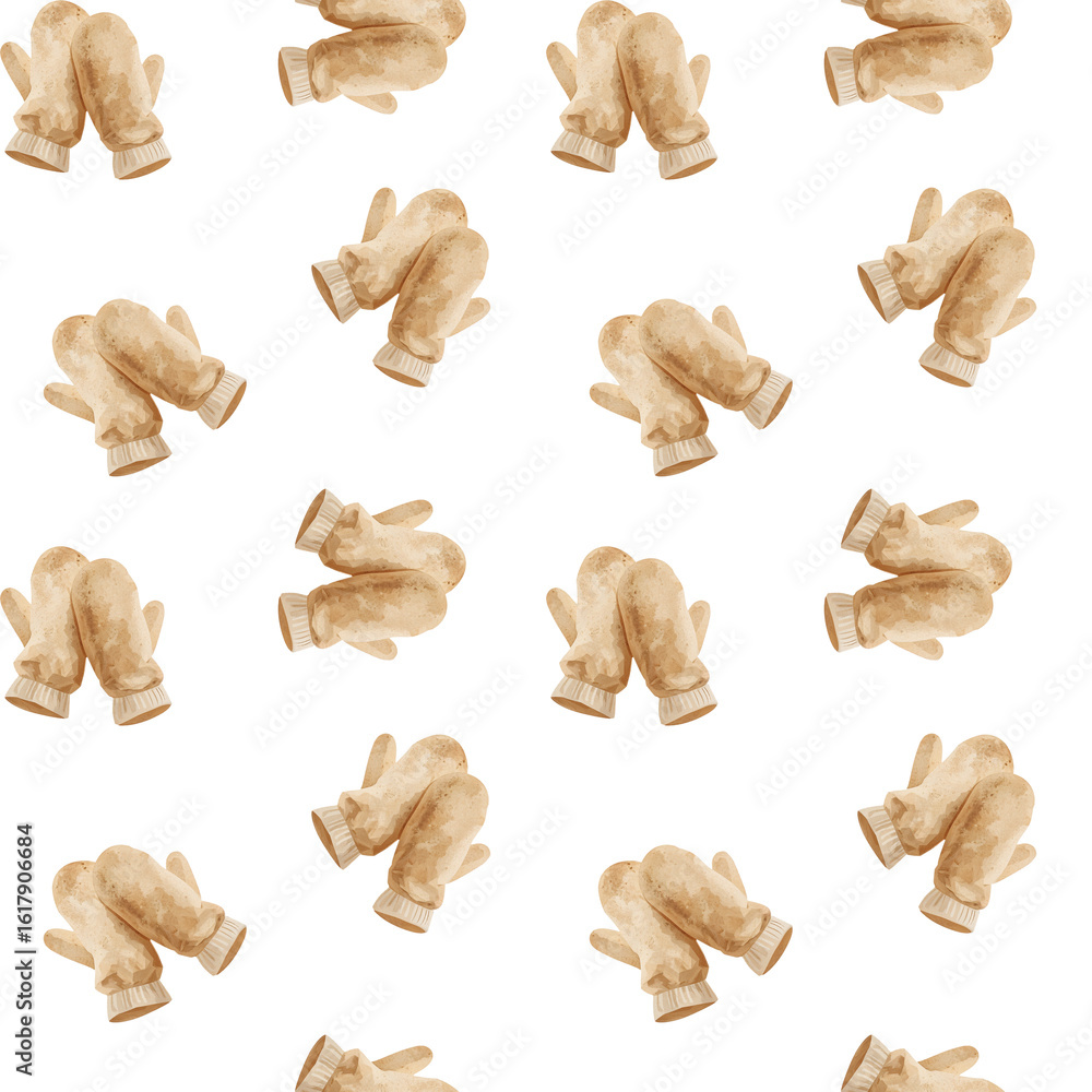 Fototapeta premium Mittens pattern displayed on a white background, perfect for cozy winter themes and crafts Generative AI