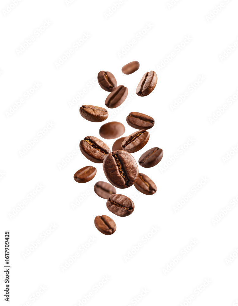 Obraz premium Brown roasted coffee beans isolated on white background