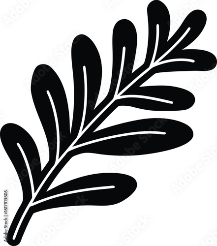 Black rosemary sprig silhouette herb plant