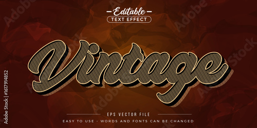Vintage retro text style, editable text effect.