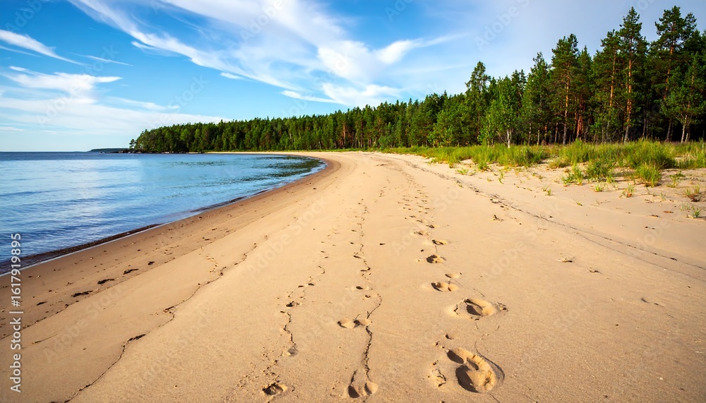 Obraz premium Sandy beach path leads to forest (1)