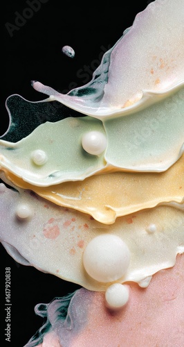 Abstract swirls of pastel colors,  with  liquid drops