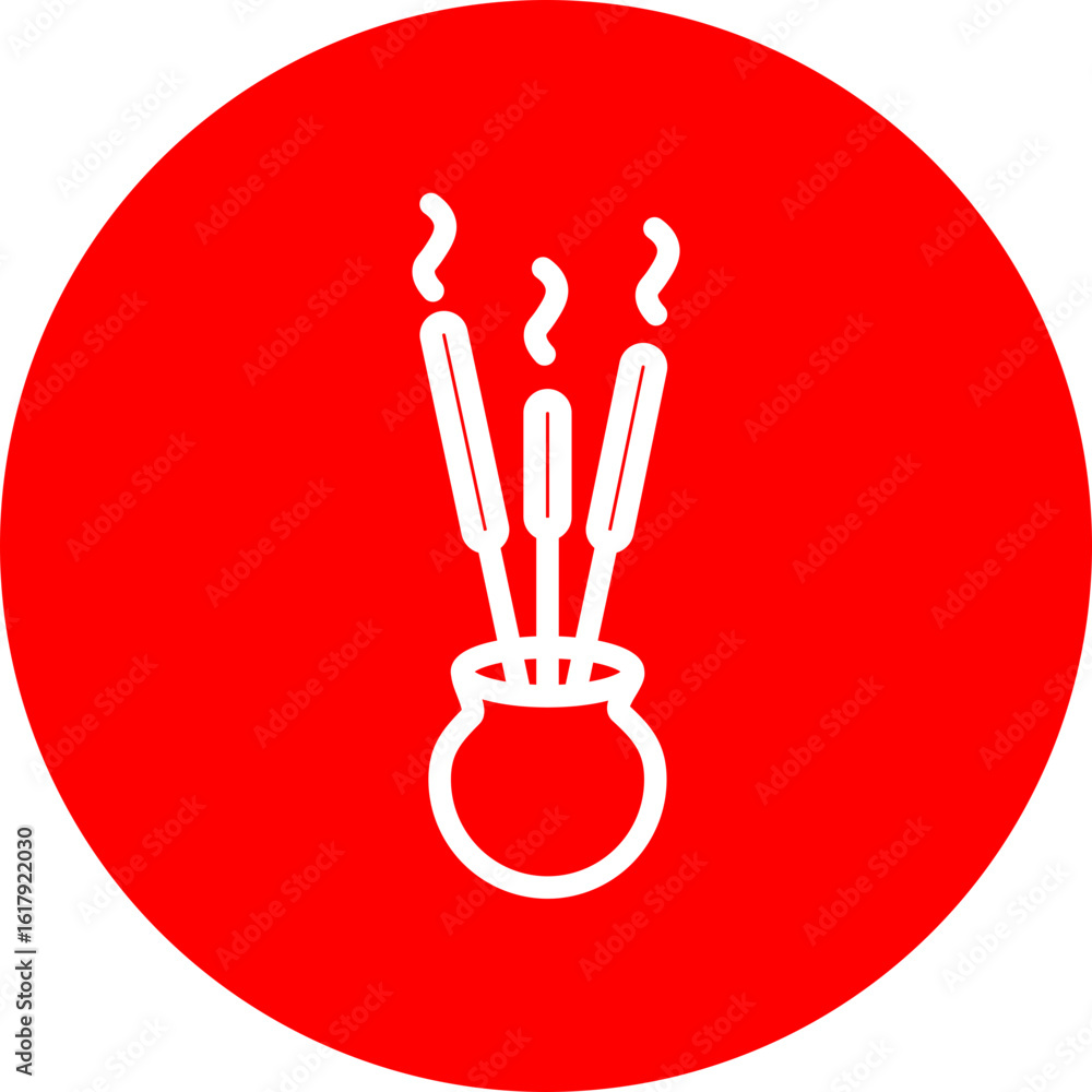 Obraz premium Agarbatti (Incense) Vector Line White Circle Red