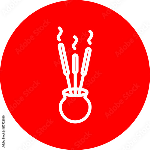 Agarbatti (Incense) Vector Line White Circle Red