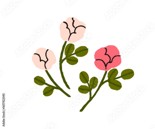 Flowers, blooming plants. Delicate floral branches, stems, delicate blossoms ...