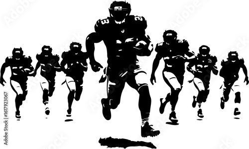 American Football Player Silhouettes in Action"